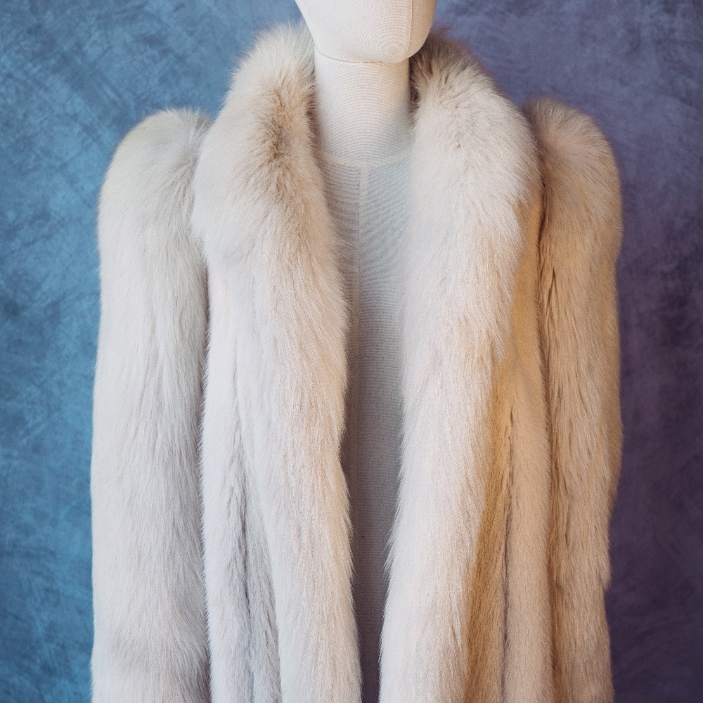 Vintage white fox real fur coat stunning mink body fits a size 8 sm/med - Picture 2 of 15